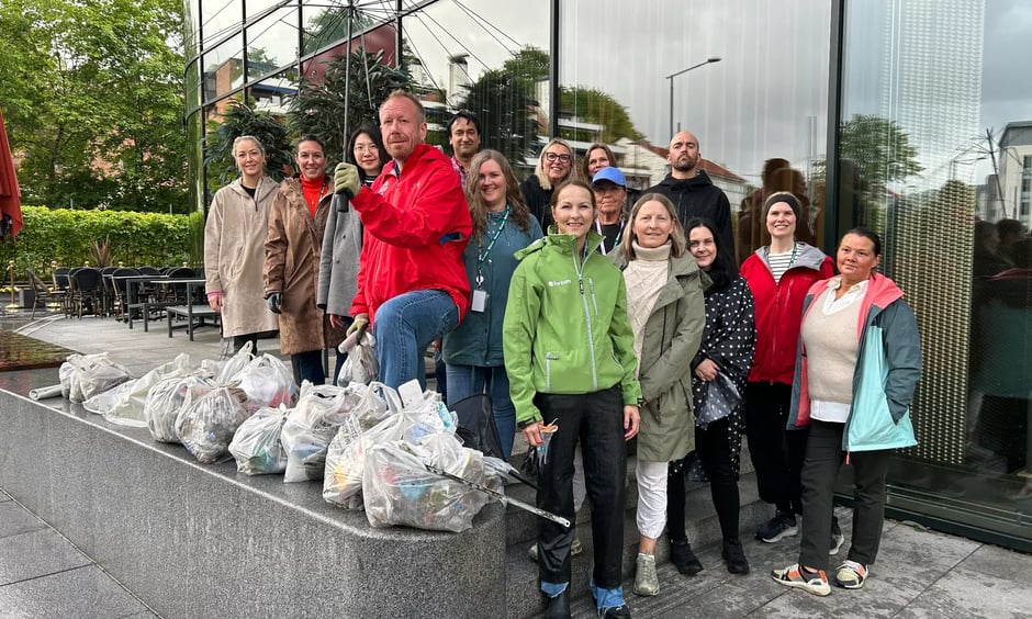 Søppelplukking med ansatte på Fortums kontor på Skøyen
